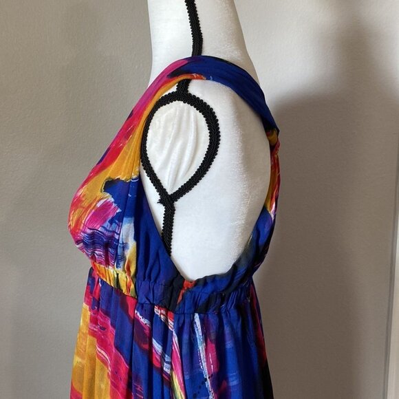 DVF Diane von Furstenberg "Belleview" Plunge Neck Sleeveless Silk Dress - Picture 5 of 9